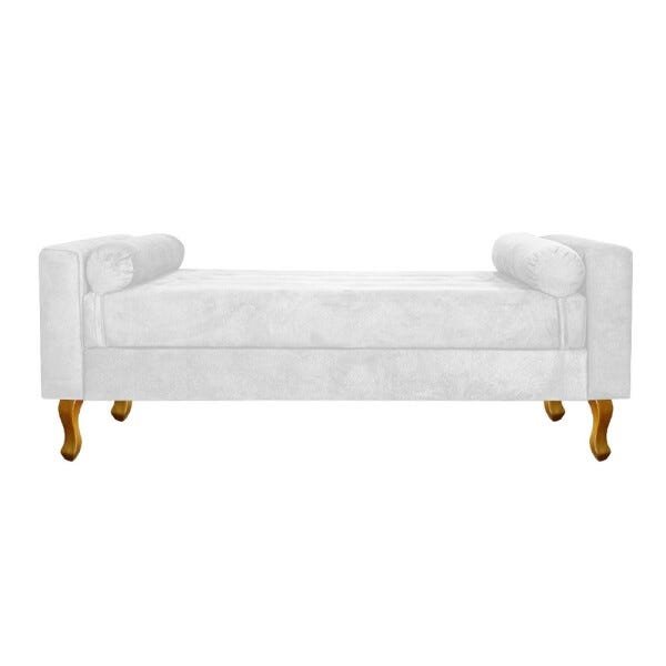 Recamier Baú Félix King Size 1,95M Suede Branco - ADJ Decor - 2