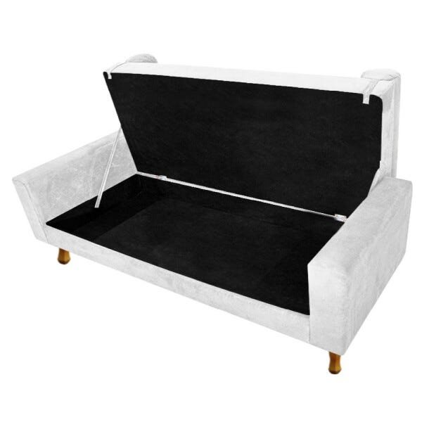Recamier Baú Félix King Size 1,95M Suede Branco - ADJ Decor - 6