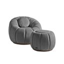 Ver imagem 3 de Kit Poltrona Decorativa c/Puff e Almofada Concha Veludo Cinza - Montanaris Decor