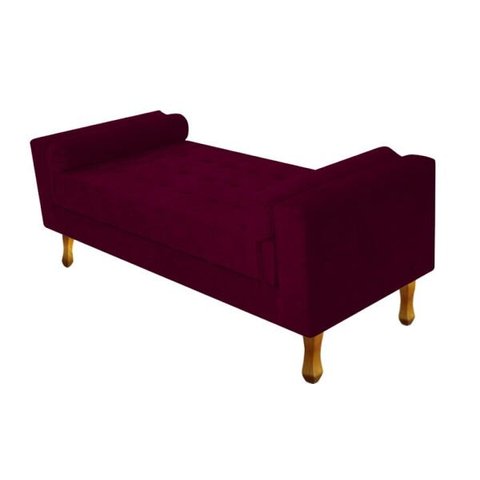 Recamier Baú Félix King Size 1,95M Suede Bordô - ADJ Decor