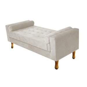 Recamier Baú Félix King Size 1,95M Suede Bege - Adj Decor