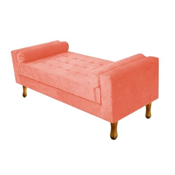 Recamier Baú Félix Solteiro 0,90M Suede Coral - ADJ Decor - 1