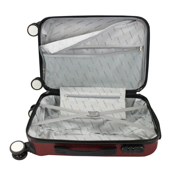 Mala Viagem Media Rodinhas 360 Anac De Bordo Mão Resistente:Vermelho - Vinho - 3