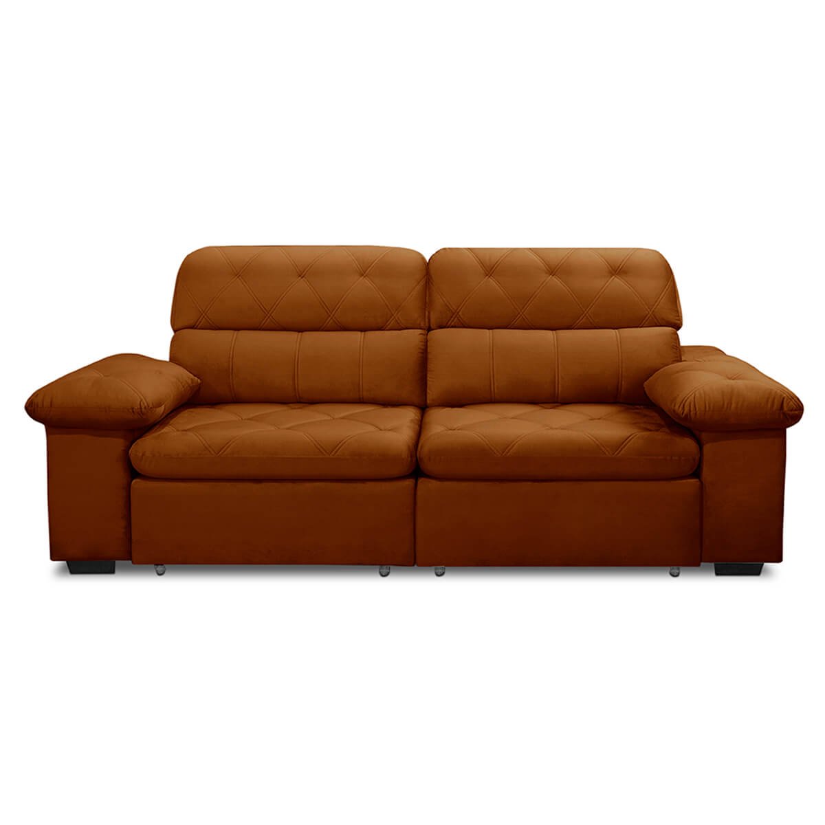 Sofa Retratil Reclinavel 2 Lugares 2,20m Crystal Veludo Laranjado Lansofbr Lansof Brasil - 3