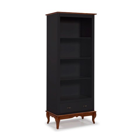 Estante para Livros 3 Prateleiras 1 Gaveta Pés Luis Xv 60201 Linz Móveis - Preto/imbuia