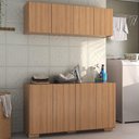 Ver imagem 1 de Conjunto Lavanderia Multiuso Armário Aéreo e Balcão 4 Portas Multimóveis Mp5054 Rustic/natural