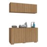 Conjunto Lavanderia Multiuso Armário Aéreo e Balcão 4 Portas Multimóveis Mp5054 Rustic/natural - 2