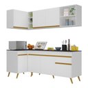 Ver imagem 1 de Armário de Cozinha Compacta de Canto Veneza Multimóveis V2058 Branco/Dourado