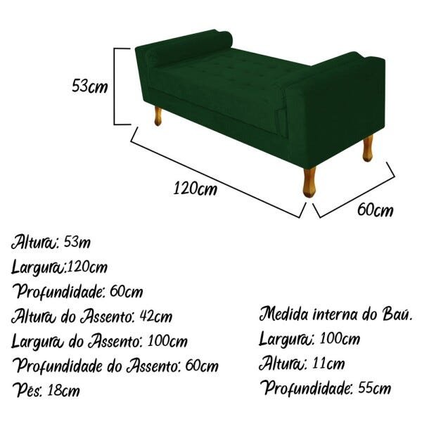 Recamier Baú Félix Solteiro 1,20M Suede Verde - ADJ Decor - 3