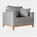 Ver imagem 1 de Poltrona Beny com base em Madeira Linho Cinza Ideal Moveis acompanha 2 almofadas