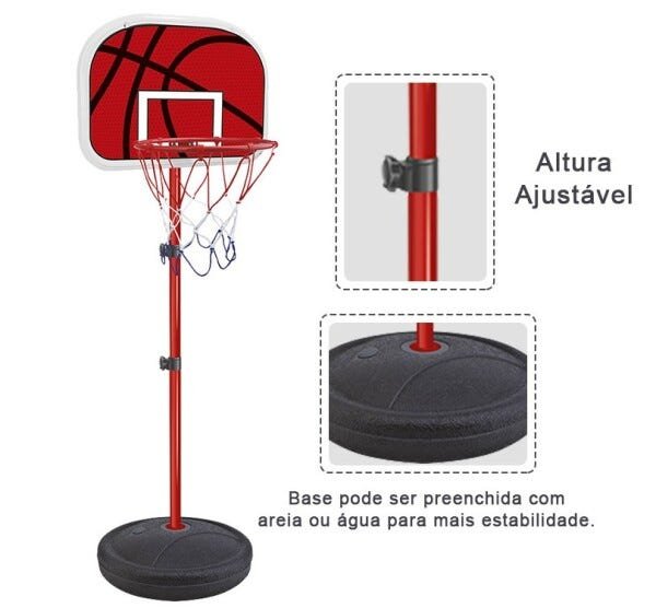 Cesta De Basquete Kit Tabela Ajustavel Bola Bomba e Rede (DMT5091) - 5