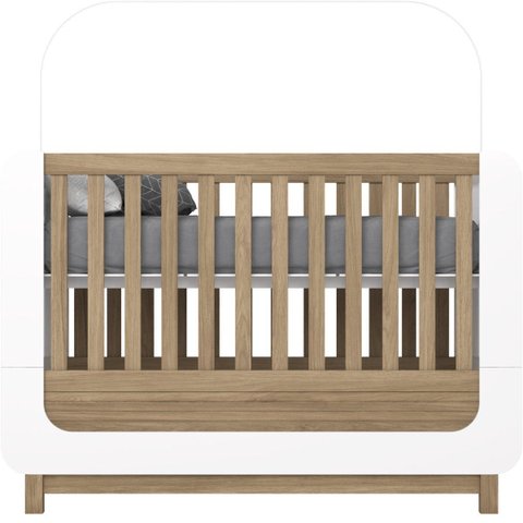 Berço Mini-cama 2 em 1 - Aconchego - Branco / Jequitibá Hp