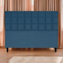 Ver imagem 2 de Cabeceira Decorativa Florem para Cama de Queen 160 Cm Azul-marinho, Suede