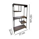 Ver imagem 4 de Livreiro Multiuso Estante com Nicho Estilo Industrial Metal Cor Marrom e Preto