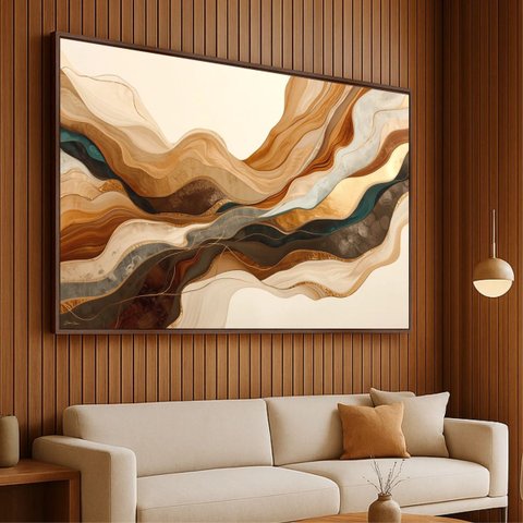 Quadro Abstrato Moderno Grande - Ondas em Harmonia 153x103