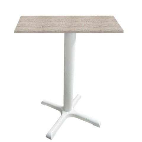 Mesa Ômega Ferro Branco 74 Cm (alt) Base X Tampo Mdp Quadrado Castanheira 80cm (larg) X 2,50cm (alt
