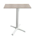 Ver imagem 1 de Mesa Ômega Ferro Branco 74 Cm (alt) Base X Tampo Mdp Quadrado Castanheira 80cm (larg) X 2,50cm (alt