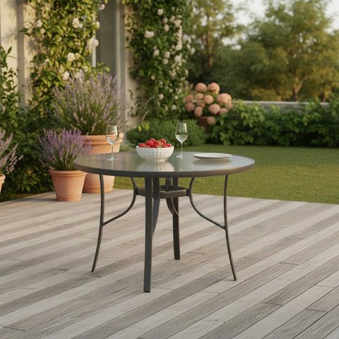 Mesa Redonda Vidro Piscina 107cm Litorânea Macaé Rivatti