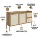 Ver imagem 5 de Aparador Buffet para Sala de Jantar 139cm Pés Madeira Moss A03 Hanover Roble - Lyam Decor