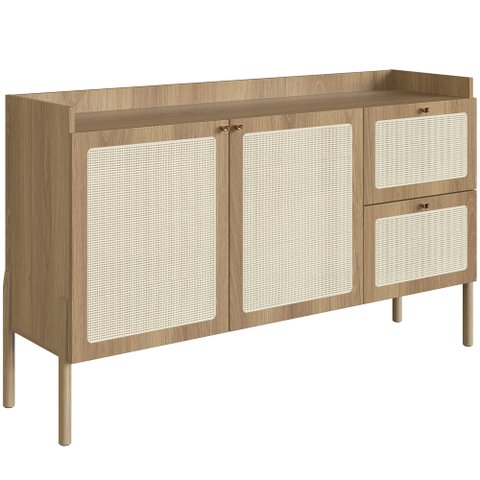 Aparador Buffet para Sala de Jantar 139cm Pés Madeira Moss A03 Hanover Roble - Lyam Decor