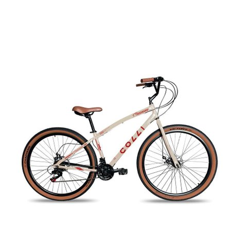 Bicicleta Aro 29 Colli Vancouver Confort 21 Marchas Freio a Disco Bege Retrô