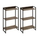 Ver imagem 1 de Kit 2 Estantes Multiuso Industrial 3 Prateleiras Areta 104x60cm C01 Carvalho Dark - Lyam Decor
