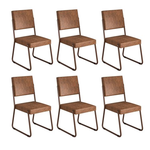 Kit 6 Cadeiras para Sala de Jantar Napoli Marrom