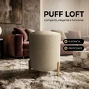 Ver imagem 4 de Puff Cilindrico para Sala com Apoio Pes Linho Dourado Luxo