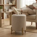 Ver imagem 3 de Puff Cilindrico para Sala com Apoio Pes Linho Dourado Luxo