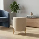 Ver imagem 1 de Puff Cilindrico para Sala com Apoio Pes Linho Dourado Luxo