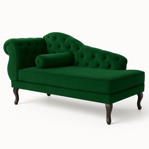 Divã Recamier Sala 150cm em Veludo Capitonê de Luxo Pés Luis Xv