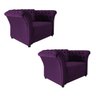 Kit 2 Poltronas Decorativas Chesterfield Sofia Suede Roxo - Adj Decor - 1