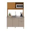 Ver imagem 3 de Armário de Cozinha Compacta Malta 4 Portas 1 Gaveta MDP 122cm Freijó Fidelita Móveis