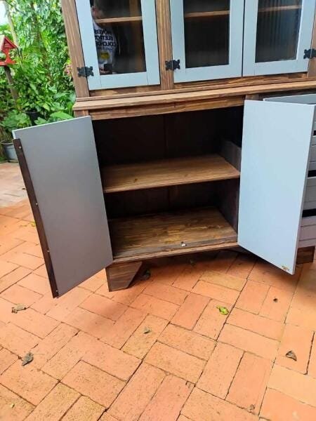 Balcão Pia 2 Portas 4 Gavetas Detalhes em Cinza de Madeira - 10