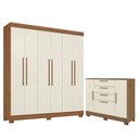 Ver imagem 1 de Guarda Roupa Casal Toledo 6 Portas com Cômoda Pinhais Jatobá Areia - Santos Andirá