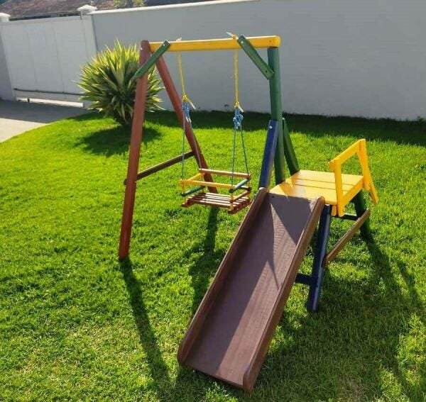 Playground Com 1 Balanço De Madeira Móveis Rústicos Bv - 9