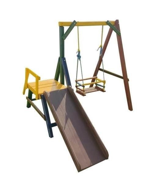 Playground Com 1 Balanço De Madeira Móveis Rústicos Bv - 5