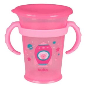 Copo de Treinamento 360º com Alça da Buba Rosa
