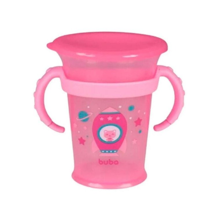 Copo de Treinamento 360º com Alça da Buba Rosa