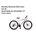 Ver imagem 4 de Bicicleta Mountain Bike Velox Aro 29 Freio Disco 21v Ello Cor:branco/rosa