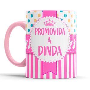 Caneca Convite Madrinha de Batismo Dinda alça interior Rosa