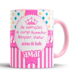 Caneca Convite Madrinha de Batismo Dinda alça interior Rosa - 2