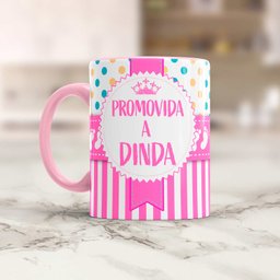 Caneca Convite Madrinha de Batismo Dinda alça interior Rosa - 3