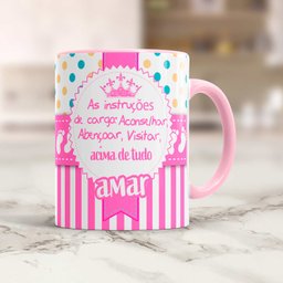 Caneca Convite Madrinha de Batismo Dinda alça interior Rosa - 4