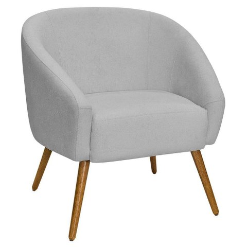 Poltrona Mona Decorativa Bouclé Pés Palito Castanho Cinza Claro Nexta Casa