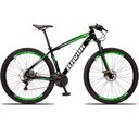 Ver imagem 1 de Bicicleta Bike Aro 29 Alumínio 24 Velocidades Shimano Suspensão Freio a Disco Verde 19"