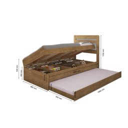 Cama Bau Solteiro Larissa Naturalle Off/whit C/cama Auxiliar - 2