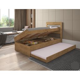 Cama Bau Solteiro Larissa Naturalle Off/whit C/cama Auxiliar - 3