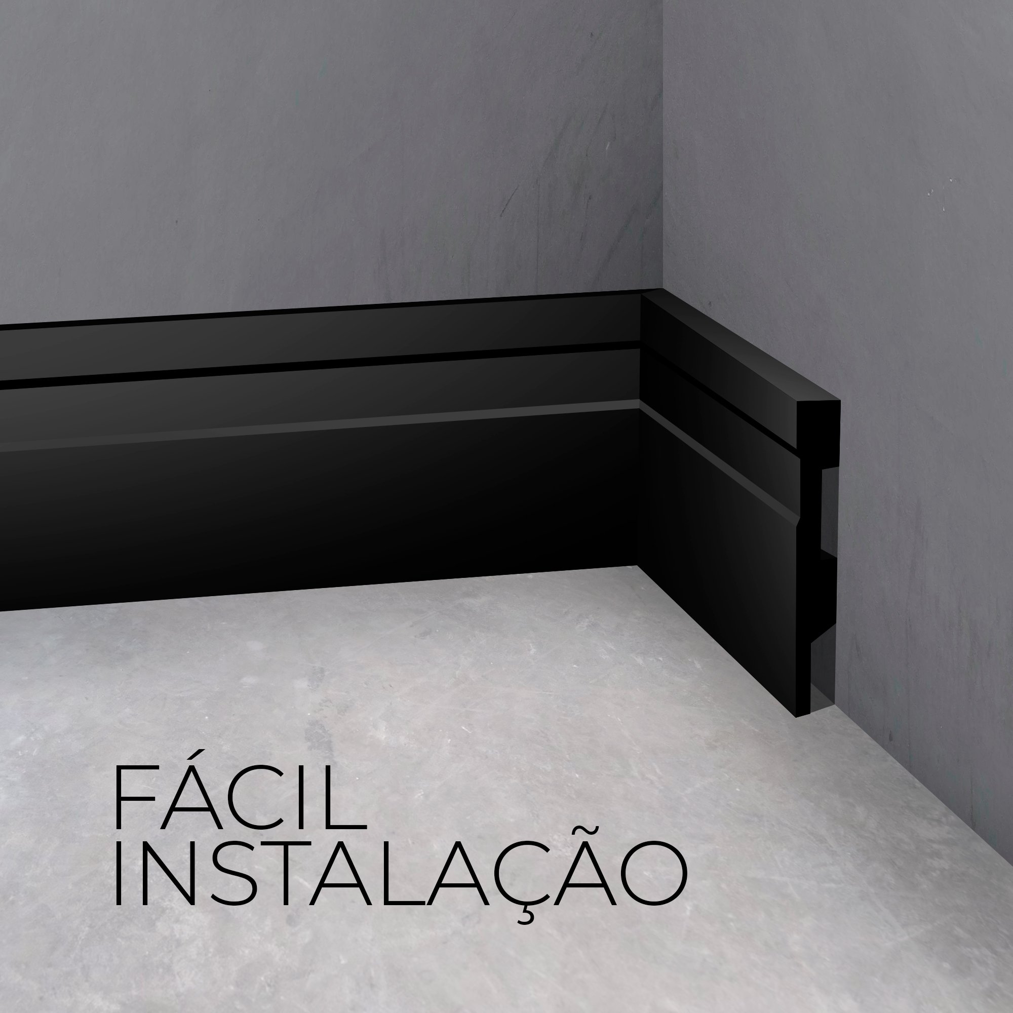 Rodapé Poliestireno 10cm Frisado Preto 1m Rm Decor - 2