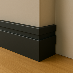 Rodapé Poliestireno 10cm Frisado Preto 1m Rm Decor - 5